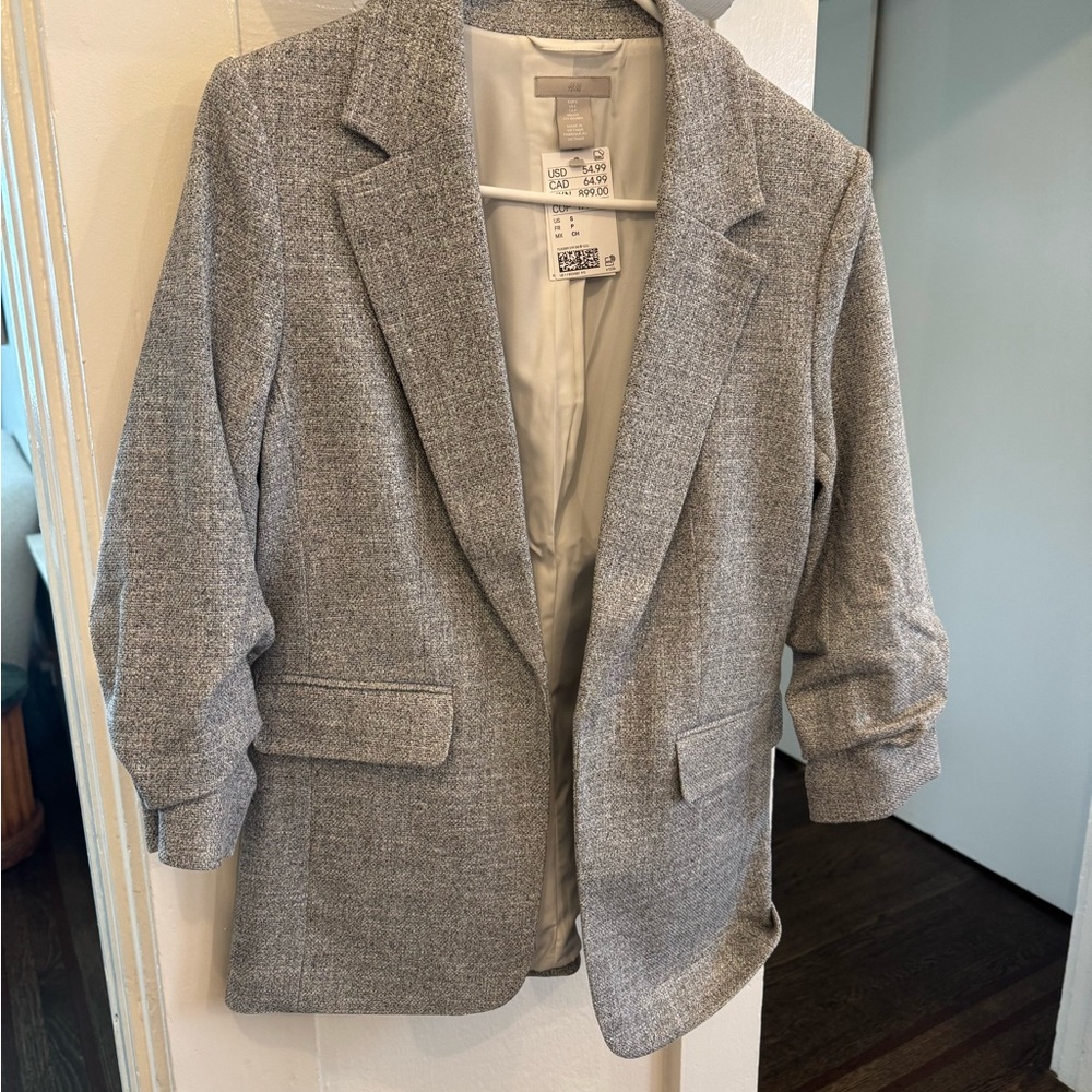 H&M Gray Blazer Structured Suit Jacket